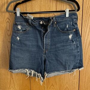Levi's Blue Distressed Jean Shorts